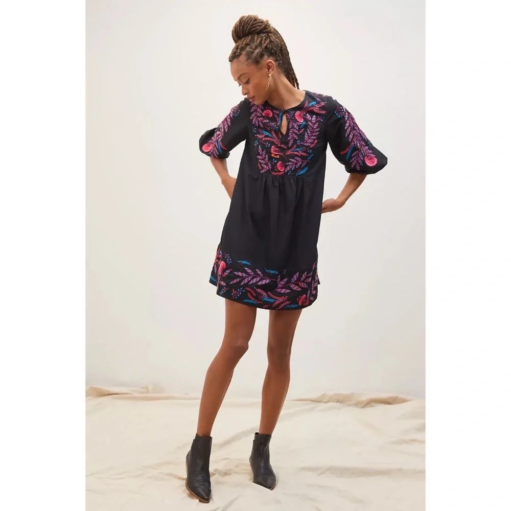 Anthropologie Maeve Embroidered Tunic Dress